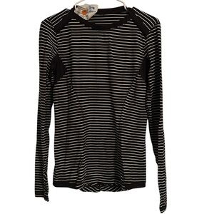 Lululemon Base Runner Long Sleeve Top‎ Parallel Stripe Black/White